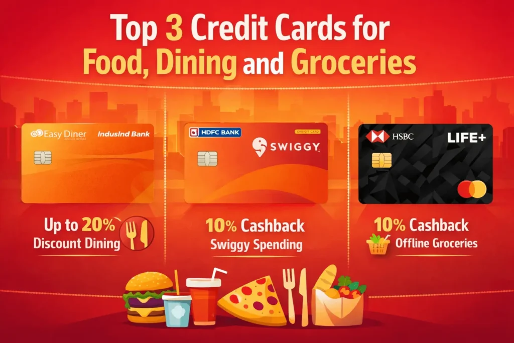 Top 3 Credit Cards for Food, Dining and Groceries 1 Credit Cards, Easy Diner, Swiggy